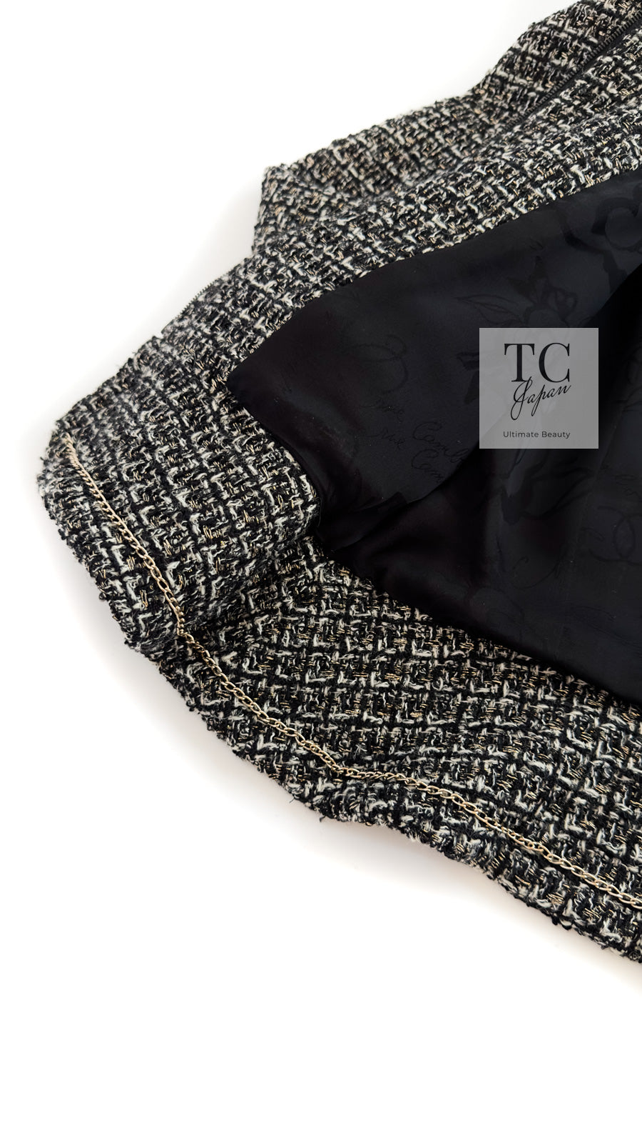CHANEL 12A Black Gray Silver Gold Metallic Zipper Tweed Jacket 36 38 シャネル ブラック グレー シルバー ゴールド メタリック ジッパー ツイード ジャケット 即発