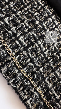 CHANEL 12A Black Gray Silver Gold Metallic Zipper Tweed Jacket 36 38 シャネル ブラック グレー シルバー ゴールド メタリック ジッパー ツイード ジャケット 即発