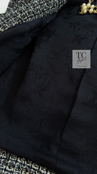 CHANEL 12A Black Gray Silver Gold Metallic Zipper Tweed Jacket 36 38 シャネル ブラック グレー シルバー ゴールド メタリック ジッパー ツイード ジャケット 即発