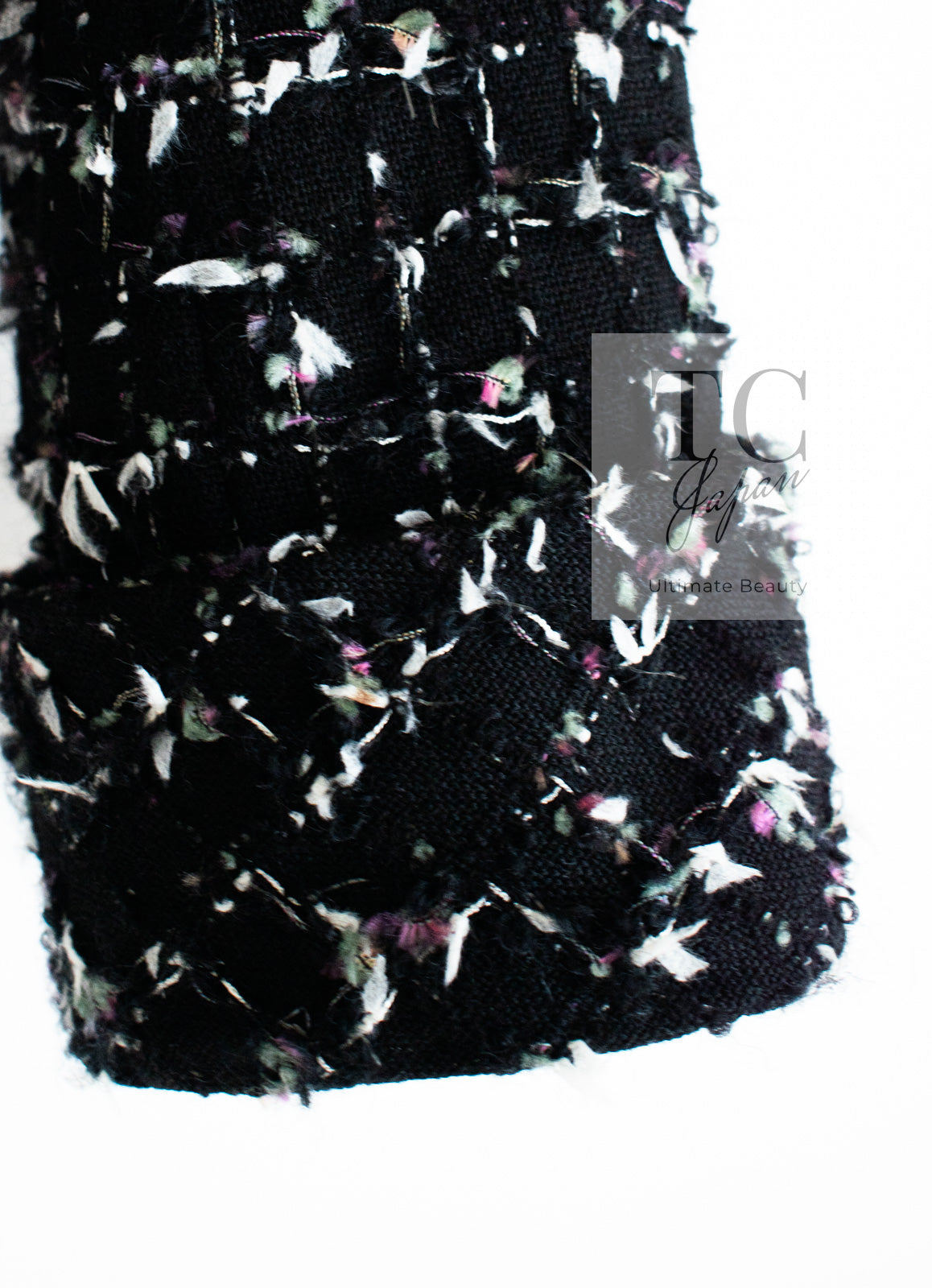 CHANEL 06A Black Purple Wool Cotton Mohair Tweed Jacket Skirt Suit 38 8