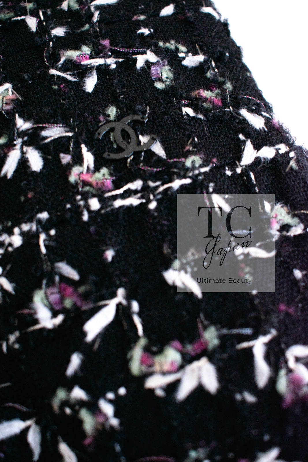 CHANEL 06A Black Purple Wool Cotton Mohair Tweed Jacket Skirt Suit 38 | INT