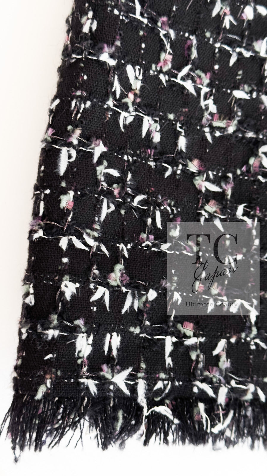 CHANEL 06A Black Purple Wool Cotton Mohair Tweed Jacket Skirt Suit 38 | INT