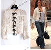 CHANEL 06A Creme Ivory Ribbon Silk Cardigan Jacket Top 34 36 38 シャネル クリーム アイボリー リボン シルク ブラウス カーディガン ジャケット 即発