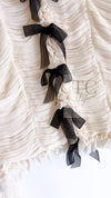 CHANEL 06A Creme Ivory Ribbon Silk Cardigan Jacket Top 34 36 38 シャネル クリーム アイボリー リボン シルク ブラウス カーディガン ジャケット 即発