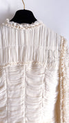 CHANEL 06A Creme Ivory Ribbon Silk Cardigan Jacket Top 34 36 38 シャネル クリーム アイボリー リボン シルク ブラウス カーディガン ジャケット 即発