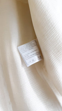 CHANEL 06A Creme Ivory Ribbon Silk Cardigan Jacket Top 34 36 38 シャネル クリーム アイボリー リボン シルク ブラウス カーディガン ジャケット 即発