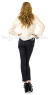 CHANEL 06A Creme Ivory Ribbon Silk Cardigan Jacket Top 34 36 38 シャネル クリーム アイボリー リボン シルク ブラウス カーディガン ジャケット 即発