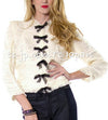 CHANEL 06A Creme Ivory Ribbon Silk Cardigan Jacket Top 34 36 38 シャネル クリーム アイボリー リボン シルク ブラウス カーディガン ジャケット 即発