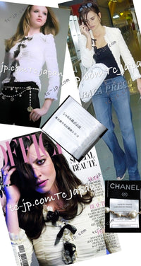 CHANEL 06A Black Ribbon Silk Penelope Cruz Cardigan Jacket Tops 38 40 44 シャネル ブラック リボン シルク ブラウス カーディガン ジャケット 即発