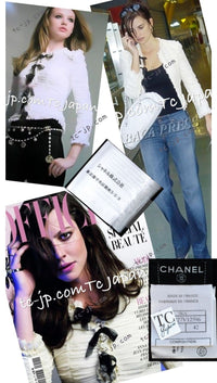 CHANEL Jacket Cardigan Top Blouse 06A Black Ribbon Silk Penelope Cruz 38 40 | US