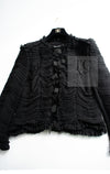 CHANEL 06A Black Ribbon Silk Penelope Cruz Cardigan Jacket Tops 38 40 44 シャネル ブラック リボン シルク ブラウス カーディガン ジャケット 即発