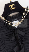 CHANEL 06A Black Ribbon Silk Penelope Cruz Cardigan Jacket Tops 38 40 44 シャネル ブラック リボン シルク ブラウス カーディガン ジャケット 即発