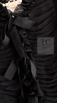 CHANEL 06A Black Ribbon Silk Penelope Cruz Cardigan Jacket Tops 38 40 44 シャネル ブラック リボン シルク ブラウス カーディガン ジャケット 即発
