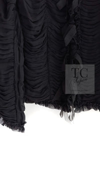 CHANEL 06A Black Ribbon Silk Penelope Cruz Cardigan Jacket Tops 38 40 44 シャネル ブラック リボン シルク ブラウス カーディガン ジャケット 即発