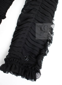 CHANEL 06A Black Ribbon Silk Penelope Cruz Cardigan Jacket Tops 38 40 44 シャネル ブラック リボン シルク ブラウス カーディガン ジャケット 即発