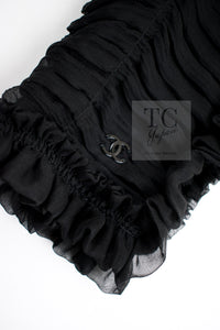 CHANEL 06A Black Ribbon Silk Penelope Cruz Cardigan Jacket Tops 38 40 44 シャネル ブラック リボン シルク ブラウス カーディガン ジャケット 即発