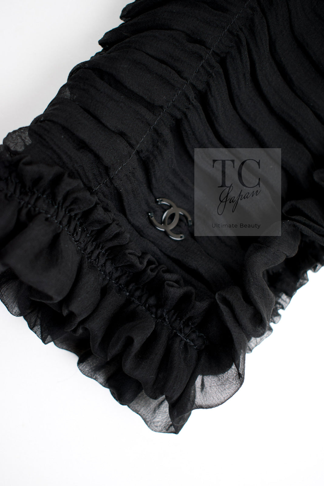 CHANEL 06A Black Ribbon Silk Penelope Cruz Cardigan Jacket Tops 38 40 44 シャネル ブラック リボン シルク ブラウス カーディガン ジャケット 即発