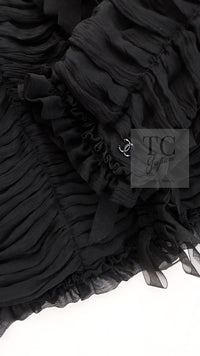 CHANEL 06A Black Ribbon Silk Penelope Cruz Cardigan Jacket Tops 38 40 44 シャネル ブラック リボン シルク ブラウス カーディガン ジャケット 即発