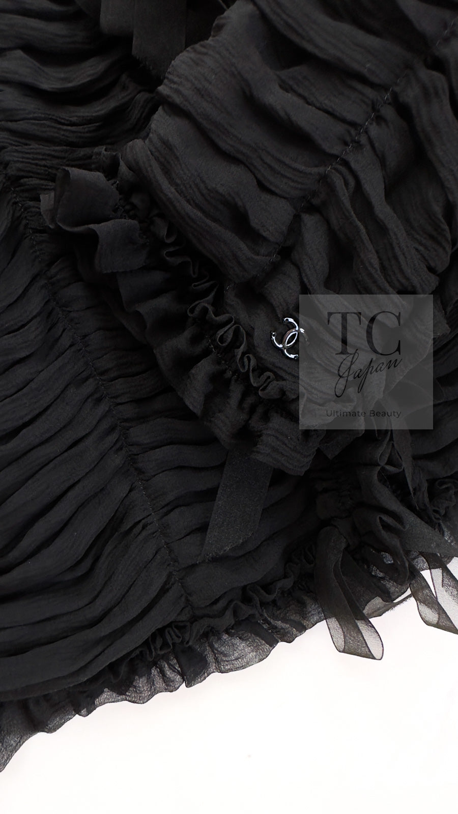 CHANEL 06A Black Ribbon Silk Penelope Cruz Cardigan Jacket Tops 38 40 44 シャネル ブラック リボン シルク ブラウス カーディガン ジャケット 即発