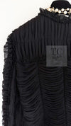 CHANEL 06A Black Ribbon Silk Penelope Cruz Cardigan Jacket Tops 38 40 44 シャネル ブラック リボン シルク ブラウス カーディガン ジャケット 即発