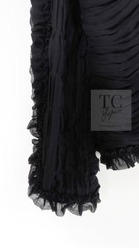 CHANEL 06A Black Ribbon Silk Penelope Cruz Cardigan Jacket Tops 38 40 44 シャネル ブラック リボン シルク ブラウス カーディガン ジャケット 即発