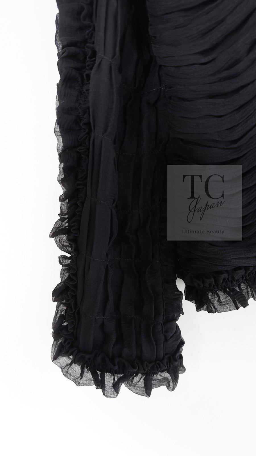 CHANEL 06A Black Ribbon Silk Penelope Cruz Cardigan Jacket Tops 38 40 44 シャネル ブラック リボン シルク ブラウス カーディガン ジャケット 即発