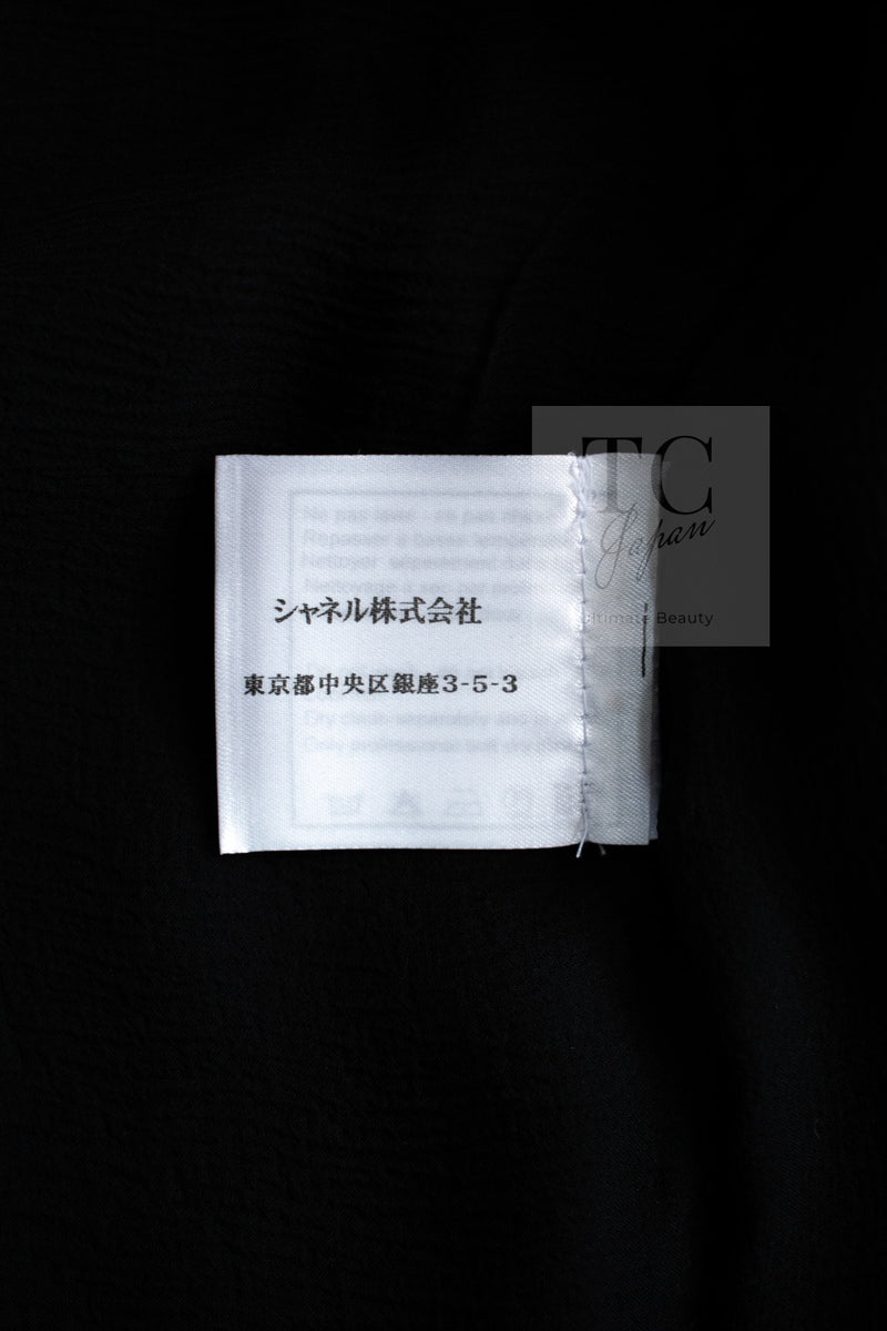 CHANEL 06A Black Ribbon Silk Penelope Cruz Cardigan Jacket Tops 38 40 44 シャネル ブラック リボン シルク ブラウス カーディガン ジャケット 即発