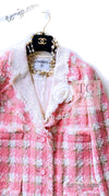 CHANEL 04C Pink White Fringe Tweed Jacket 40 シャネル ピンク ホワイト フリンジ ツイード ジャケット 即発