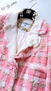 CHANEL 04C Pink White Fringe Tweed Jacket 40 シャネル ピンク ホワイト フリンジ ツイード ジャケット 即発