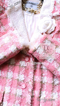 CHANEL 04C Pink White Fringe Tweed Jacket 40 シャネル ピンク ホワイト フリンジ ツイード ジャケット 即発
