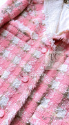 CHANEL 04C Pink White Fringe Tweed Jacket 40 シャネル ピンク ホワイト フリンジ ツイード ジャケット 即発