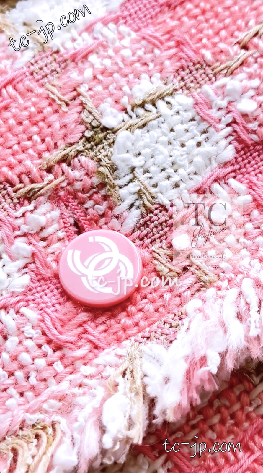 CHANEL 04C Pink White Fringe Tweed Jacket 40 シャネル ピンク ホワイト フリンジ ツイード ジャケット 即発