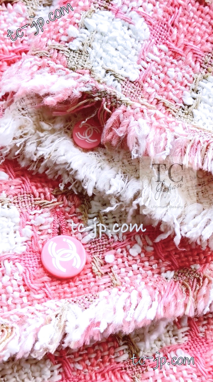CHANEL 04C Pink White Fringe Tweed Jacket 40 シャネル ピンク ホワイト フリンジ ツイード ジャケット 即発