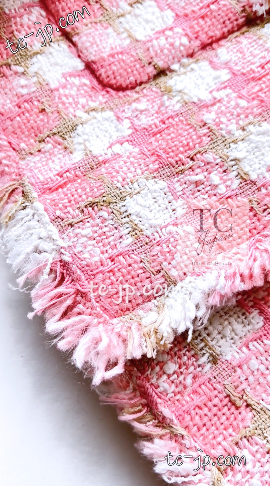 CHANEL 04C Pink White Fringe Tweed Jacket 40 シャネル ピンク ホワイト フリンジ ツイード ジャケット 即発
