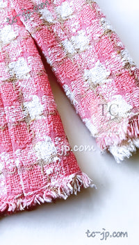 CHANEL 04C Pink White Fringe Tweed Jacket 40 シャネル ピンク ホワイト フリンジ ツイード ジャケット 即発