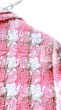 CHANEL 04C Pink White Fringe Tweed Jacket 40 シャネル ピンク ホワイト フリンジ ツイード ジャケット 即発