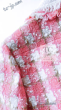CHANEL 04C Pink White Fringe Tweed Jacket 40 シャネル ピンク ホワイト フリンジ ツイード ジャケット 即発