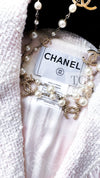 CHANEL 04C Pink White Fringe Tweed Jacket 40 シャネル ピンク ホワイト フリンジ ツイード ジャケット 即発
