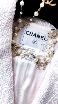 CHANEL 04C Pink White Fringe Tweed Jacket 40 シャネル ピンク ホワイト フリンジ ツイード ジャケット 即発