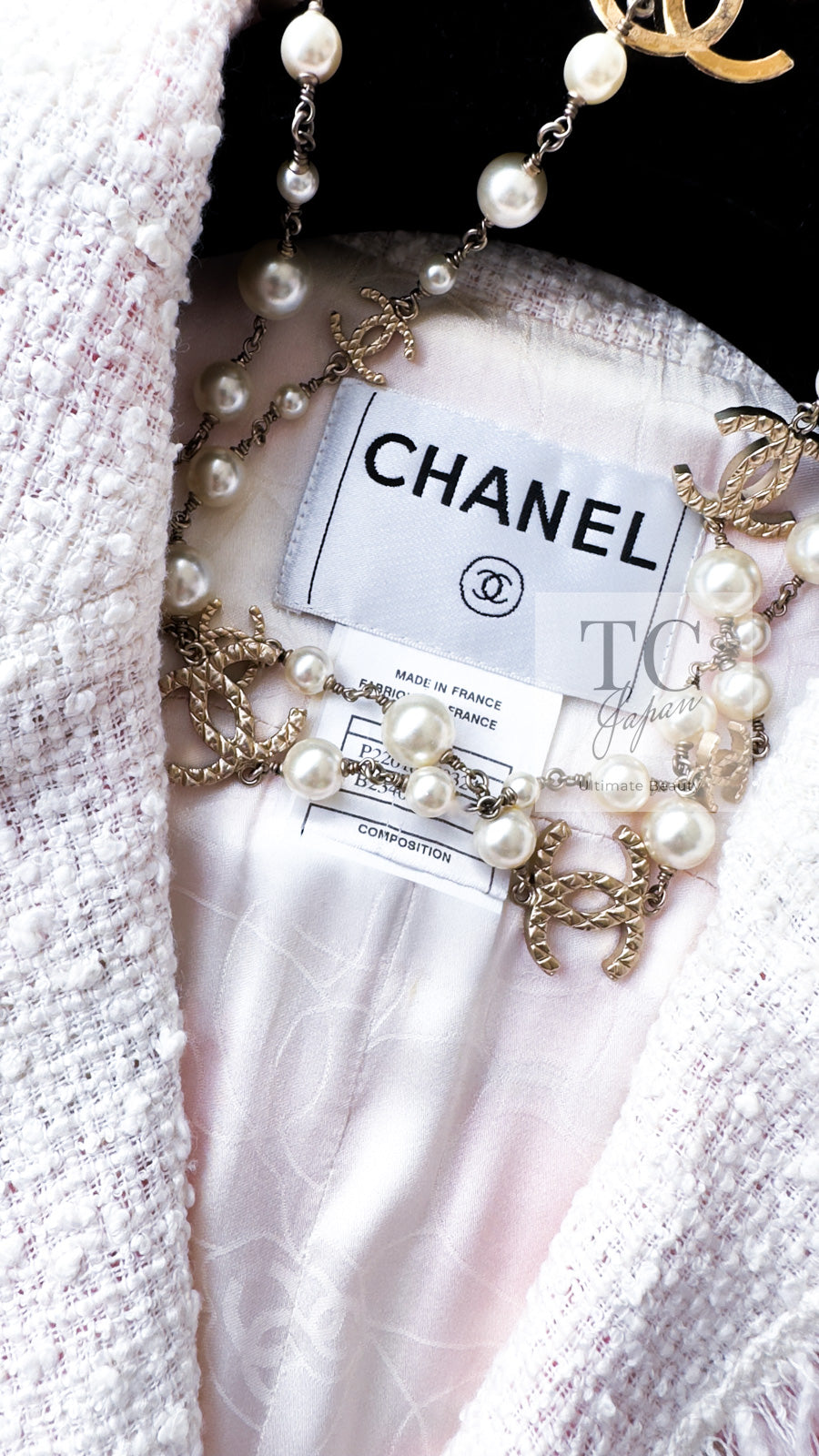 CHANEL 04C Pink White Fringe Tweed Jacket 40 シャネル ピンク ホワイト フリンジ ツイード ジャケット 即発