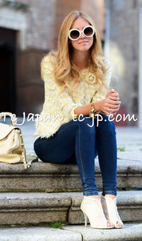 CHANEL 04C Pink White Fringe Tweed Jacket 40 シャネル ピンク ホワイト フリンジ ツイード ジャケット 即発