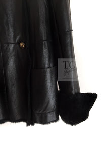 CHANEL 05A Black Rabbit Lapan Leather Jacket Coat 36 38 40 42 シャネル ブラック レザー ラビットファー ラパン ジャケット コート 即発
