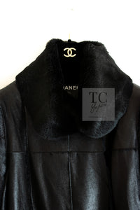 CHANEL 05A Black Rabbit Lapan Leather Jacket Coat 36 38 40 42 シャネル ブラック レザー ラビットファー ラパン ジャケット コート 即発