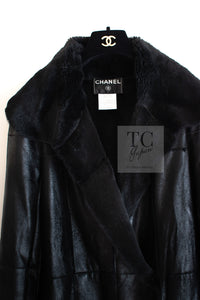 CHANEL 05A Black Rabbit Lapan Leather Jacket Coat 36 38 40 42 シャネル ブラック レザー ラビットファー ラパン ジャケット コート 即発