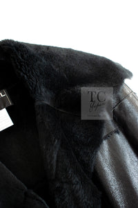 CHANEL 05A Black Rabbit Lapan Leather Jacket Coat 36 38 40 42 シャネル ブラック レザー ラビットファー ラパン ジャケット コート 即発
