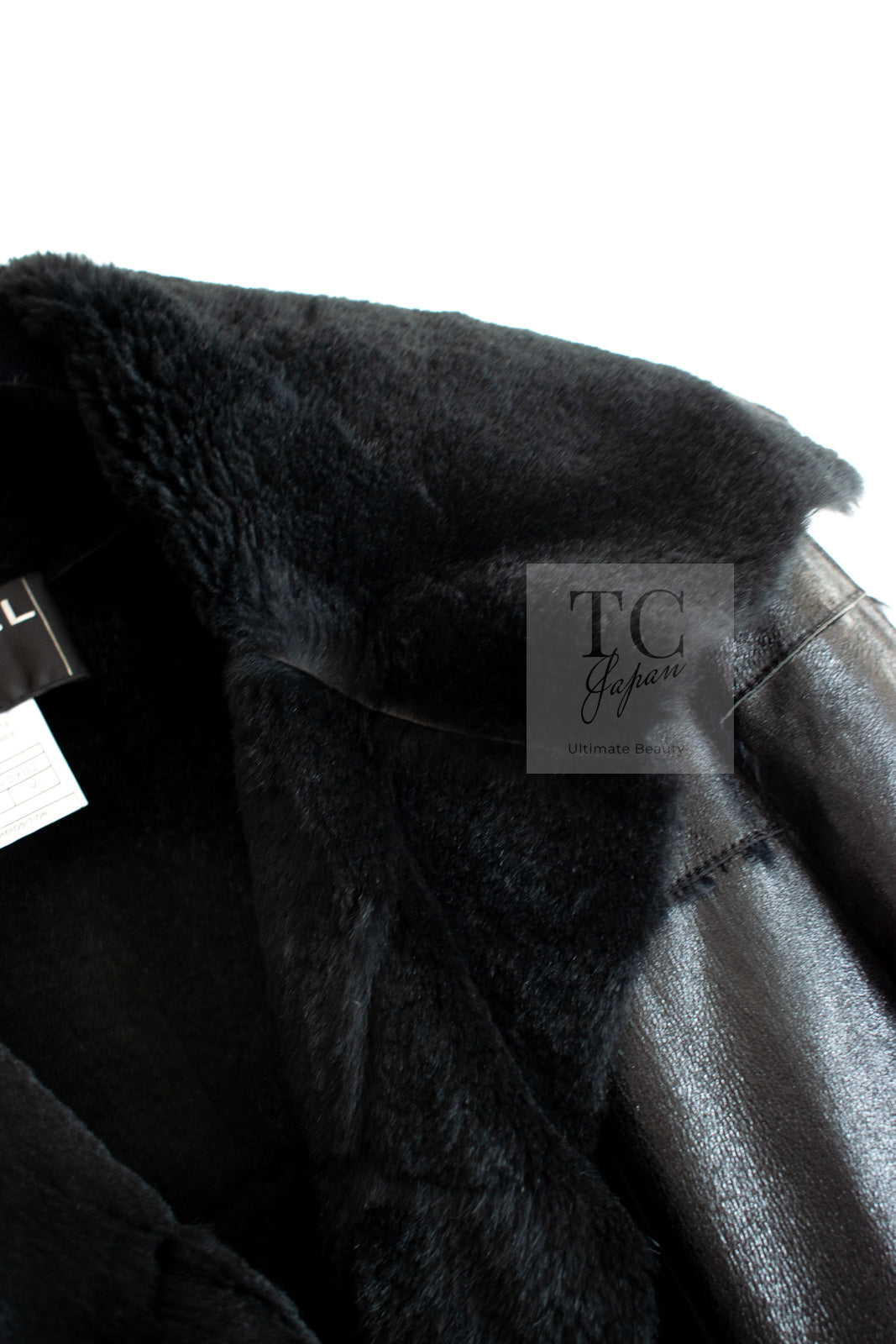 CHANEL 05A Black Rabbit Lapan Leather Jacket Coat 36 38 40 42 シャネル ブラック レザー ラビットファー ラパン ジャケット コート 即発