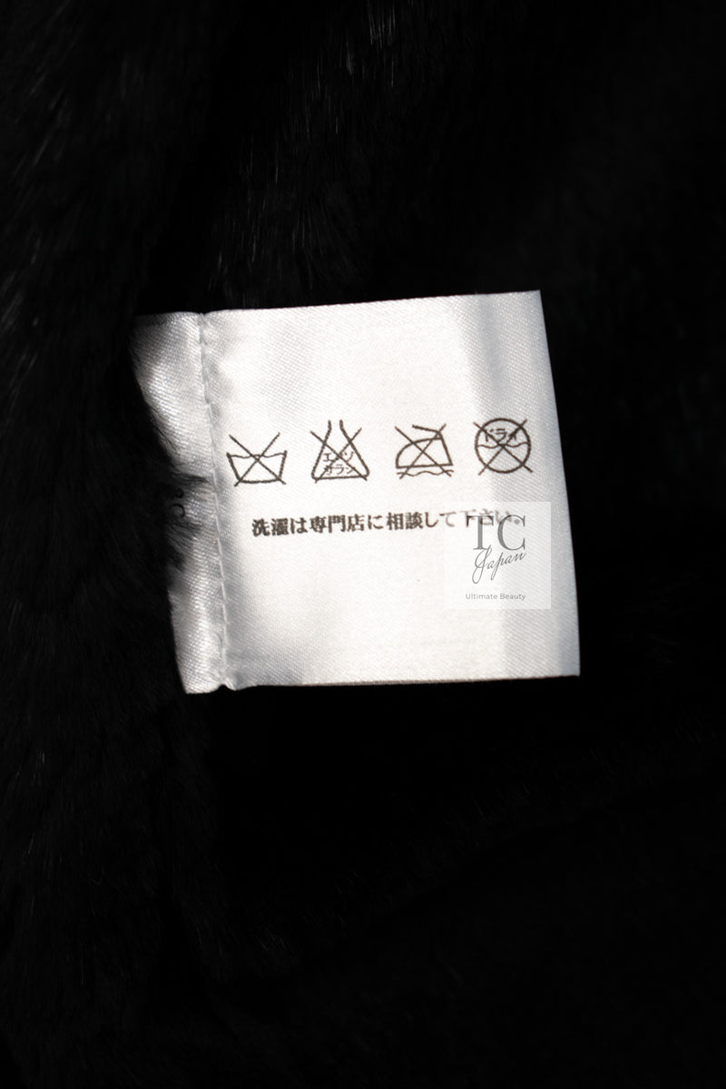 CHANEL 05A Black Rabbit Lapan Leather Jacket Coat 36 38 40 42 シャネル ブラック レザー ラビットファー ラパン ジャケット コート 即発