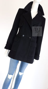 CHANEL 01A Vintage Black Cashmere Double Jacket Coat 38 シャネル ヴィンテージ ブラック カシミア ダブル ジャケット コート 即発