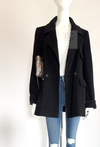 CHANEL 01A Vintage Black Cashmere Double Jacket Coat 38 シャネル ヴィンテージ ブラック カシミア ダブル ジャケット コート 即発