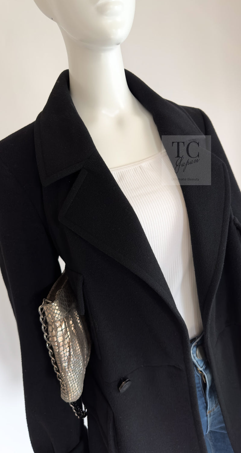 CHANEL 01A Vintage Black Cashmere Double Jacket Coat 38 シャネル ヴィンテージ ブラック カシミア ダブル ジャケット コート 即発